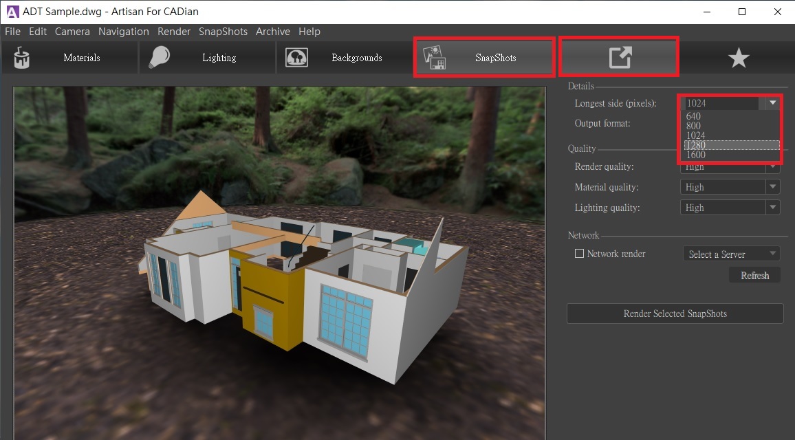 Artisan匯出快照大小