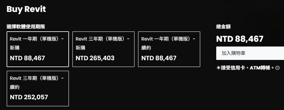 AutoDesk Revit每年租金